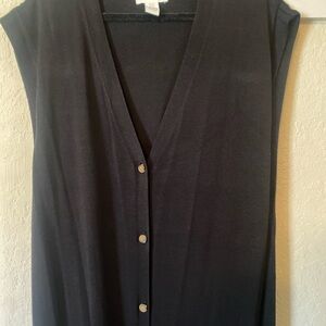 Black Sleeveless Button-Up Top